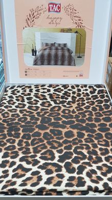 Фото Комплект постільної білизни TAC 100% Бавовна Сатин Leopard Кавовий