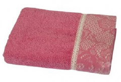 Фото Махровий рушник з мереживом Romeo Soft 100% Бавовна 500г Crochet Яскраво-рожевий