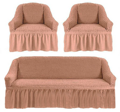 Фото Набор чехлов для мебели диван + 2 кресла love You Бежевый