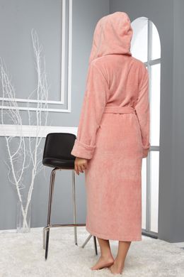 Фото Женский халат с капюшоном Бамбук Nusa Велюр/Махра 4035 k Pudra Розовый