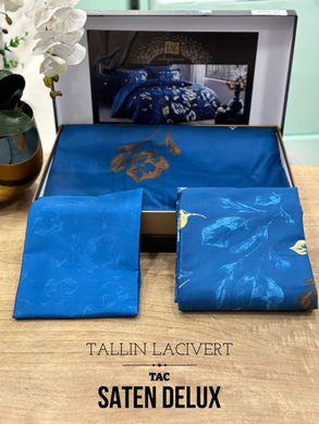 Фото Комплект постельного белья TAC Сатин Delux Tallin Lacivert v2 Синий