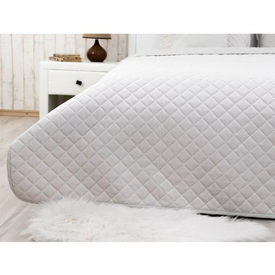 Фото Двостороннє велюрове покривало стьобане Velour Ромб Ice Світло-сіре