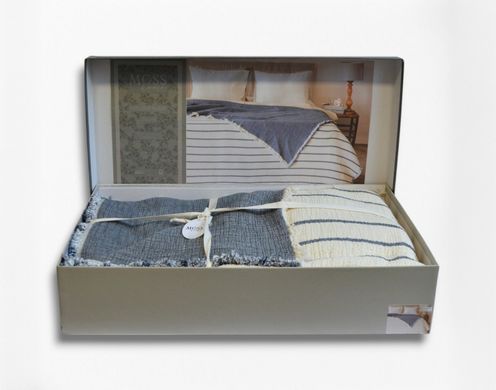 Фото Покрывало муслиновое Moss Exclusive Muslin Lacivert Полоска
