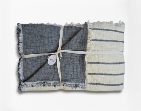 Фото Покрывало муслиновое Moss Exclusive Muslin Lacivert Полоска