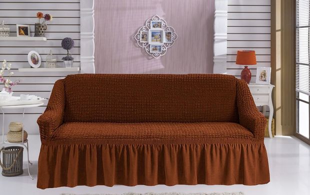 Фото Универсальный чехол для 2-х-3-х местного дивана с юбкой Turkey № 9 Коричневый