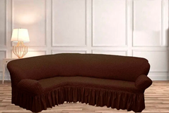 Фото Чохол для кутового дивана зі спідницею-воланом Turkey № 1 Шоколад