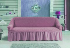 Фото Універсальний чохол для 2-х-3-х містного дивана з спідницею Turkey № 10 Рожева Пудра