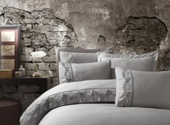 Фото Комплект постельного белья Dantela Vita Сатин с кружевом  Inci Gri Серый
