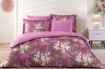 Фото Комплект постельного белья TAC Сатин Digital Flora Fusya