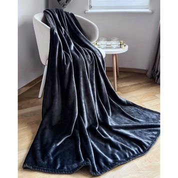 Фото Теплий плед з велсофту Emily Manner Graphite Графіт 94326093 94344486