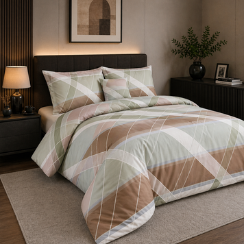 Фото Постельное белье Поликоттон Soft Geometry Sand Линии Беж