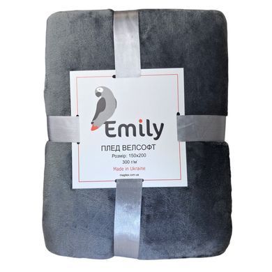 Фото Теплий плед з велсофту Emily Manner Graphite Графіт 94326093 94344486