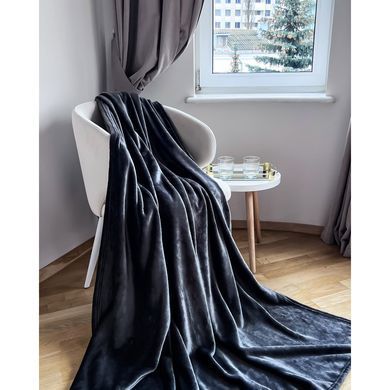 Фото Теплий плед з велсофту Emily Manner Graphite Графіт 94326093 94344486