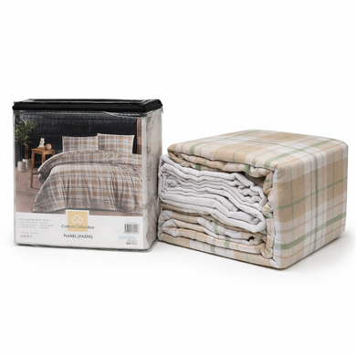 Фото Тепла байкова постільна білизна Фланель Cotton Collection Flanel Beige Check
