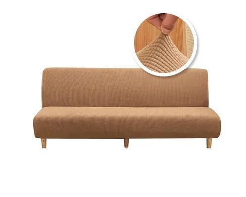 Фото Кавовий трикотажний чохол на диван без підлокітників