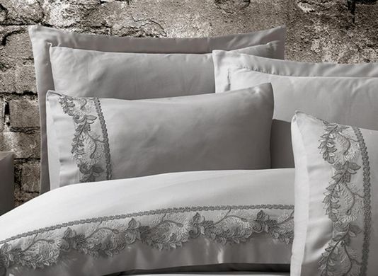 Фото Комплект постельного белья Dantela Vita Сатин с кружевом  Inci Gri Серый