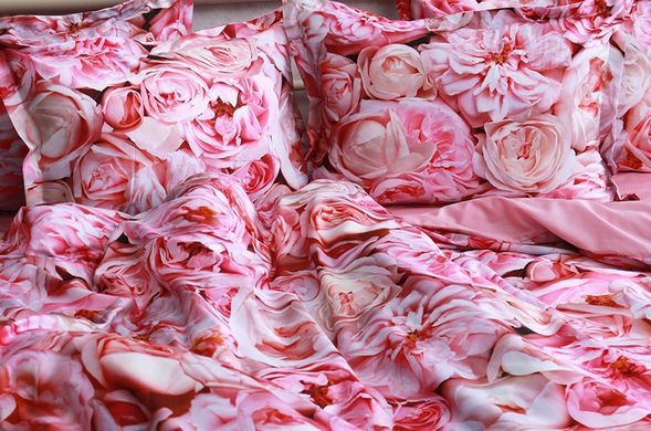 Фото Комплект постельного белья ТМ TAG Сатин Premium Розовые Пионы PT-003
