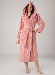 Фото Женский махрово-велюровый халат с капюшоном Nusa 8655 Розовый