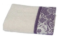 Фото Махровое полотенце с кружевом Romeo Soft 100% Хлопок 500г Crochet Mor Молочное
