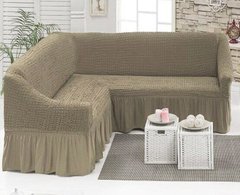 Фото Чохол для кутового дивана зі спідницею-воланом Turkey № 2 Сіро-коричневий