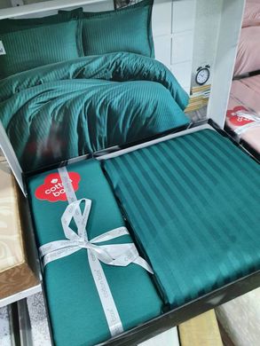 Фото Комплект постельного белья Sateen Stripe Cotton Box Petro Зеленый