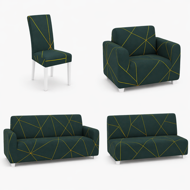 Фото Універсальний трикотажний чохол на тримісний диван Abstract Geometry Emerald 015 Love You 81168