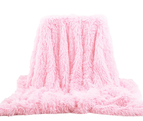 Фото Меховое плед-покрывало Травка Розовая Пудра