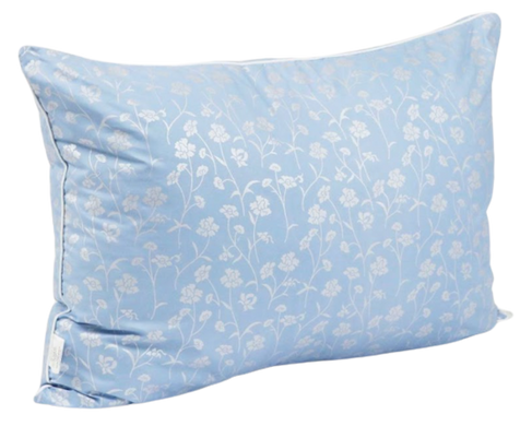Фото Пуховая подушка Лебяжий Пух в Тике Руно Голубой Вензель
