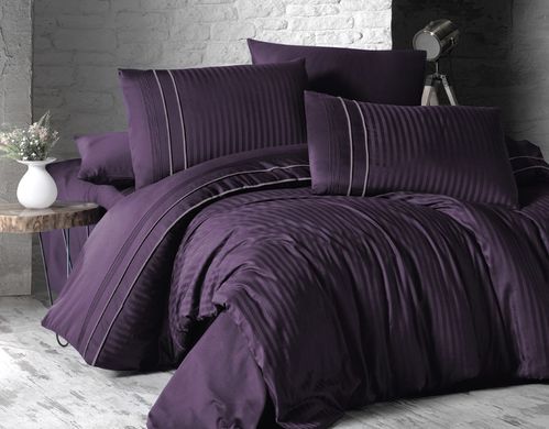 Фото Комплект постільної білизни First Сhoice Сатин Люкс Stripe Style Purple Фіолетовий