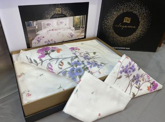 Фото Комплект постільної білизни TAC Сатин Delux 100% Бавовна Komae Lilac Ліловий р-60295777