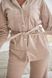 Фото №6 из 9 товара Женский домашний костюм Велюр в рубчик Брюки + Кофта на пуговицах Мокко 907