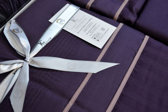 Фото Комплект постільної білизни First Сhoice Сатин Люкс Stripe Style Purple Фіолетовий