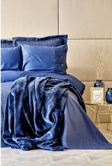 Фото Постельное белье + Покрывало + Плед Karaca Home Infinity New Lacivert Синяя