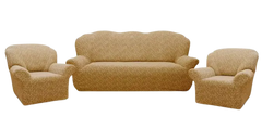 Фото Жакардовий чохол для дивана та+ 2-х крісел Вензель  Пісочний