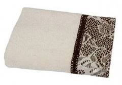 Фото Махровое полотенце с кружевом Romeo Soft 100% Хлопок 500г Crochet Vizon Молочное