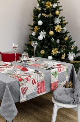 Фото Скатерть новогодняя Прованс Merry Christmas Серая