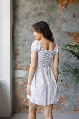 Фото Белое в горошек мини платье из софта
