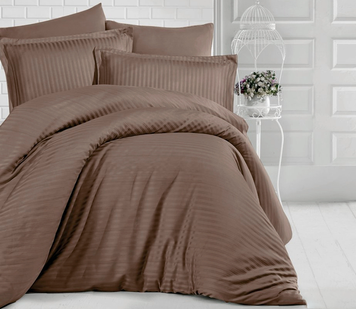 Фото Комплект постільної білизни ТМ Tag Satin Stripe 100% Бавовна Кавовий ST-1057 TAG stripe-074