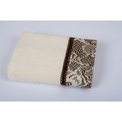 Фото Махровое полотенце с кружевом Romeo Soft 100% Хлопок 500г Crochet Vizon Молочное