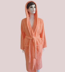 Фото Женский длинный махровый халат c капюшоном Welsoft Zeron Нежно-персиковый