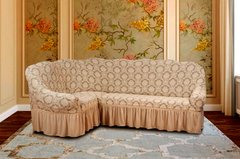 Фото Жаккардовый чехол для углового дивана + кресло Turkey № 14 Бежевый