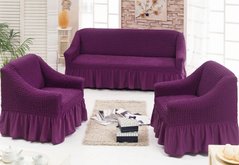 Фото Чехол для 2-х-3-х местного дивана + 2 кресла с юбкой Turkey № 8 Фиолетовый