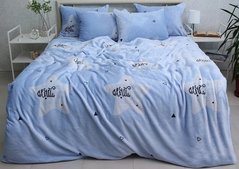 Фото Теплое велюровое постельное белье TAG Велсофт Голубые Звёзды ALM1903