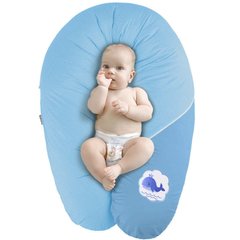 Фото Подушка для вагітних та годування Papaella Горошок Блакитна