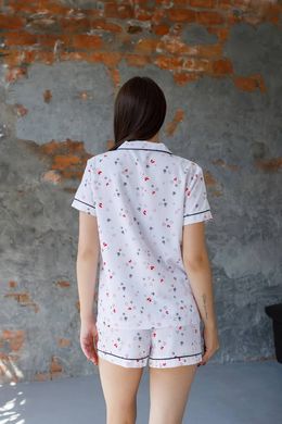 Фото Женская пижама из софта Шорты и Рубашка в красные сердечки