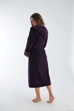 Фото Женский длинный халат Махра/Велюр с капюшоном Nusa 4145 Фиолетовый