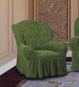 Фото Жаккардовый чехол для кресла Turkey № 8 Зеленый
