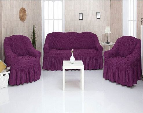 Фото Чехол для 2-х-3-х местного дивана + 2 кресла с юбкой Turkey № 8 Фиолетовый