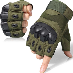 Фото Тактичні рукавиці короткопалі із захистом кістячок UAD Zeus Олива Зевс відкриті без пальців байкерські