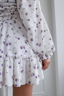 Фото Муслінова сукня з довгим рукавом Фіолетові Квіти V.Velika 121/23 фіолетові квіти